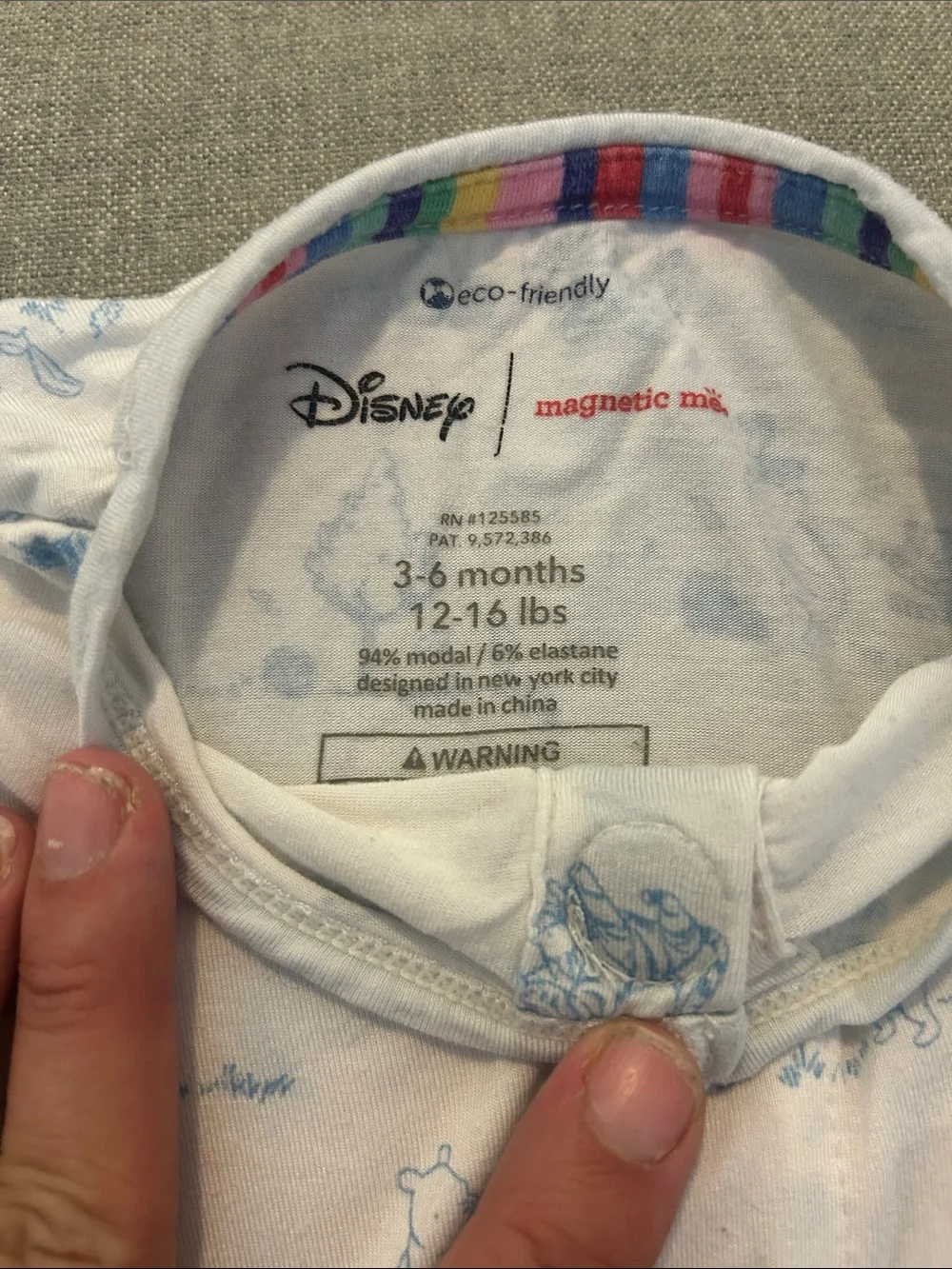 Disney Winnie the Pooh Baby Blue & White Footed One-Piece